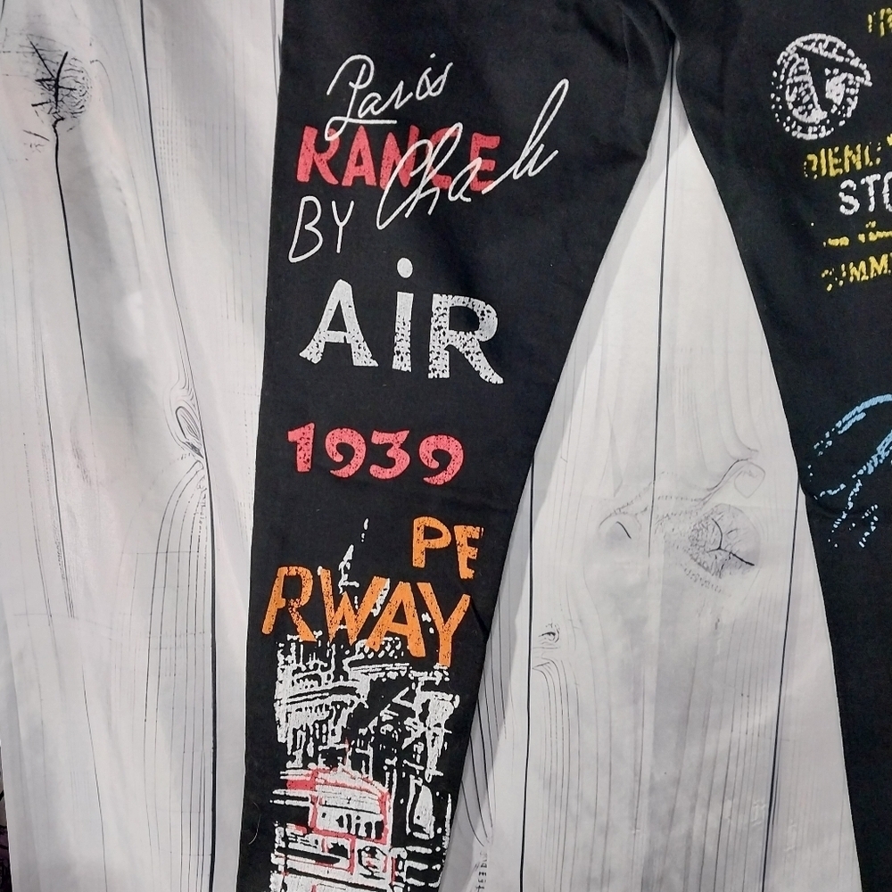 Graphic Paris Y2K Black Skinny Streetwear Grunge Edgy Punk Jeans - Picture 9 of 10